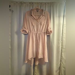 Sheer High-Low Dress with Collar Detail